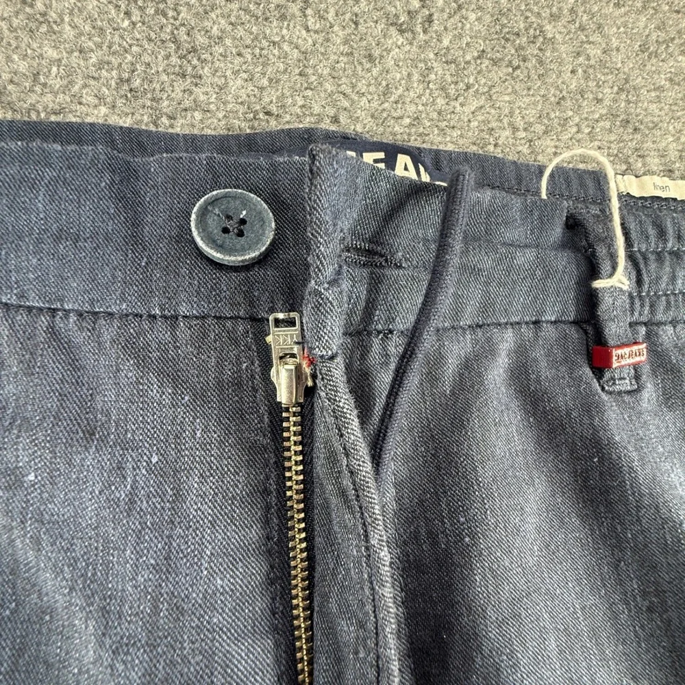 MAC Jeans Lennox Sport Mens 36/32 Blue Linen Blend Drawstring Trousers 6333